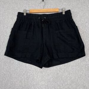 Athleta Size 12 Black Cabo Linen 4" High Rise Short‎ Drawstring Minimalist